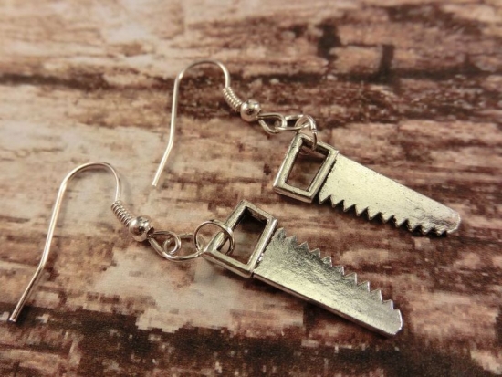 Säge Ohrringe Vintage Optik Handwerker Saw